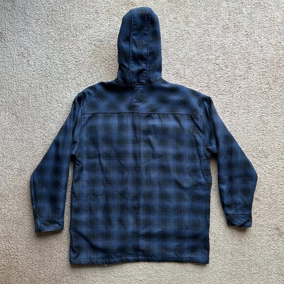 Dickies Jacket Mens XL Button Up Fleece Lined Blue Black Hood Pockets Workwear - Picture 2 of 12